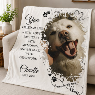 Dog Pet Memorial Photo Loss Sympathy Remembrance Fleece Blanket