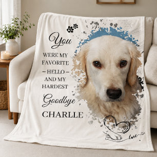 Dog Pet Memorial Photo Loss Sympathy Remembrance Fleece Blanket
