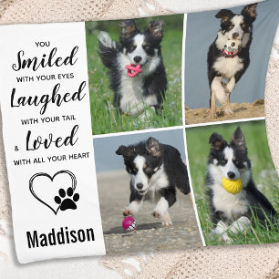 Dog Pet Memorial - Remembrance Photo Collage Fleece Blanket