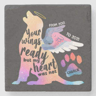 Dog Pet Memorial Watercolor Cute Design Love Stone Coaster