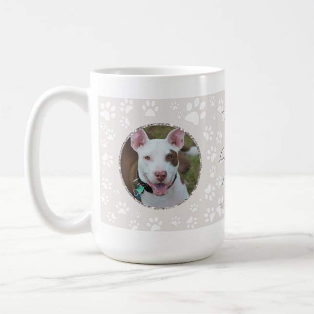 Dog Pet Memorial Your Photos Paw Print Sand Coffee Mug (Left)