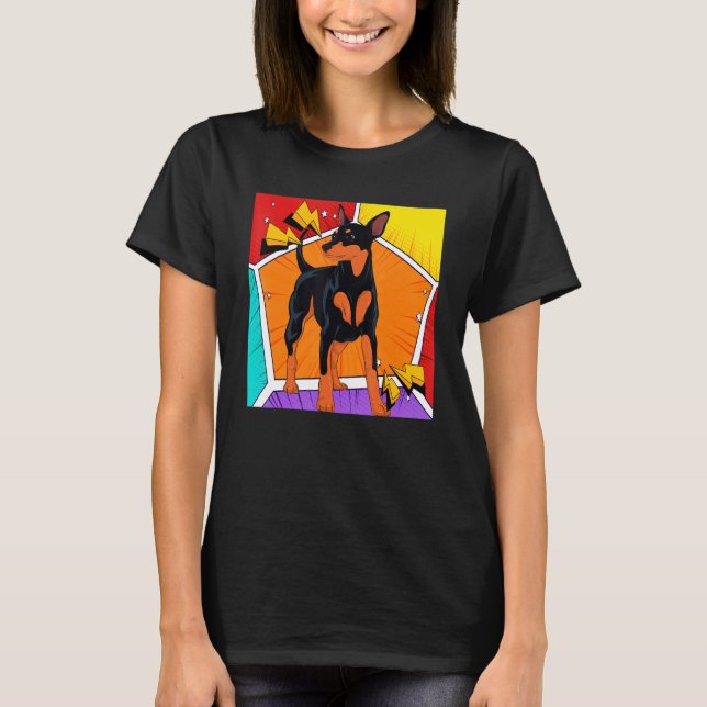 Dog Pet Min Pin Dog Owner Animal Pop Min Pinscher T-Shirt (Front)