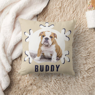 Dog Pet Name Photo Snowflake Cushion