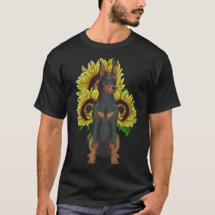 Dog  Pet Owner Hippie Sunflower Dog Owner Doberman T-Shirt