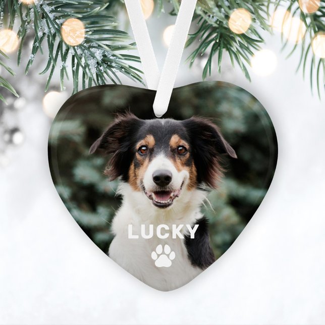 Dog Pet Paw Print Personalised Photo Ornament (Creator Uploaded)
