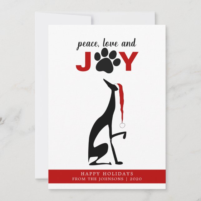 Dog Pet Paw Red Christmas Holiday Card (Front)