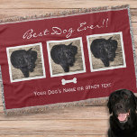 Dog Pet photo collage|Best Dog Ever|Instagram Throw Blanket<br><div class="desc">This warm and cosy throw blanket features 3 different square photos of your dog - the best dog ever!! Click Customise and then upload your photos. Personalise with your dog's name or other text. Labrador Retreiver, Golden Retriever, German Shepard, Pug, Bull Dog, Beagle - whatever your breed, this keepsake will...</div>