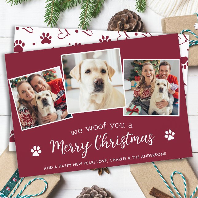 Dog Pet Photo Collage Personalised Merry Christmas Holiday Card (Creator Uploaded)
