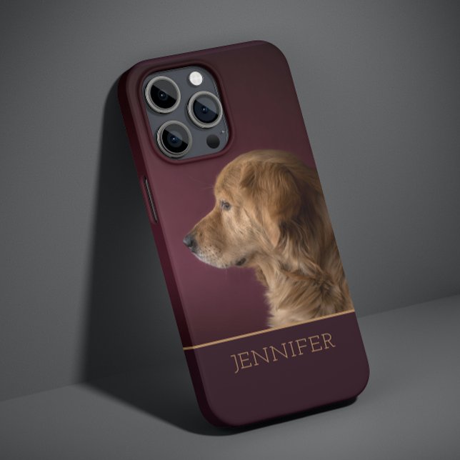 Dog Pet Photo Golden Retriever Personalised Name Case-Mate iPhone Case (Creator Uploaded)