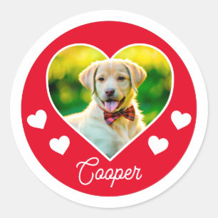 Dog Pet Photo Heart Personalised Christmas Classic Round Sticker