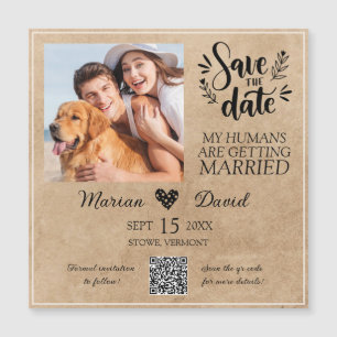 Dog Pet Photo Rustic Save the Date Qr code Wedding