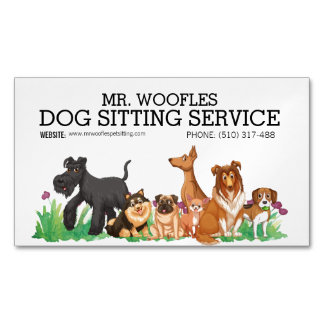 Dog Pet Sitting Service Watercolor  Magnetic Business Card