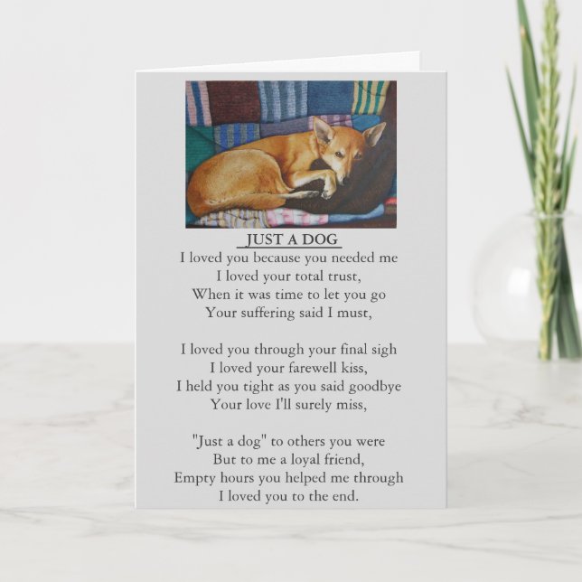 dog pet sympathy poem original memorial message card (Front)