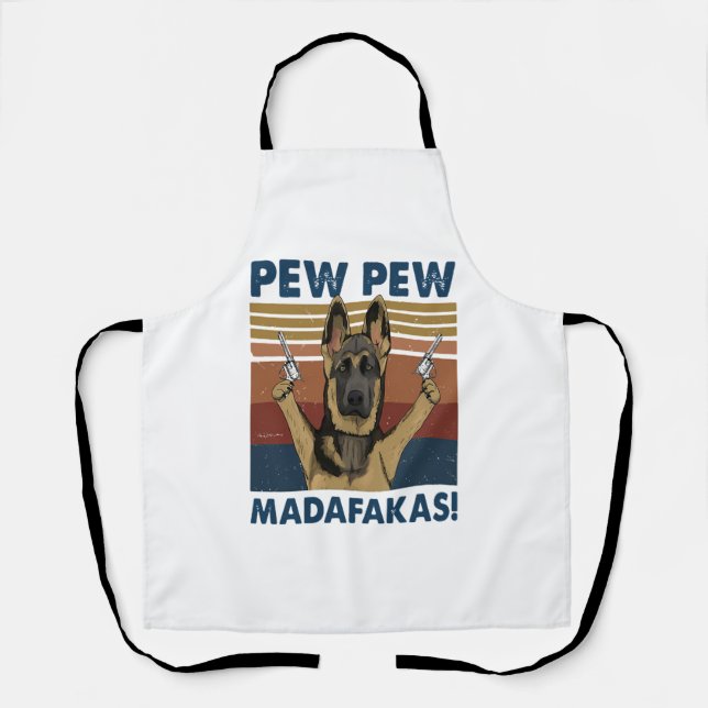 DOG PEW PEW MADAFAKAS VINTAGE RETRO   APRON (Front)