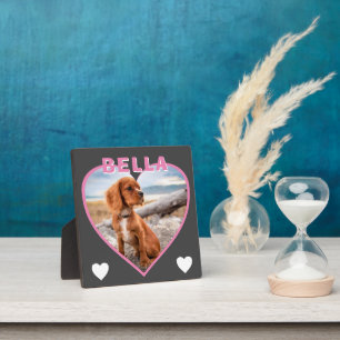 Dog Photo Album Name Pink Heart Plaque