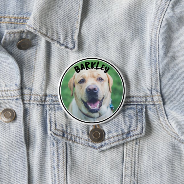 Dog Photo and Text Personalised  7.5 Cm Round Badge (In Situ)