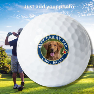 Dog Photo Best Dad By Par Custom  Golf Balls