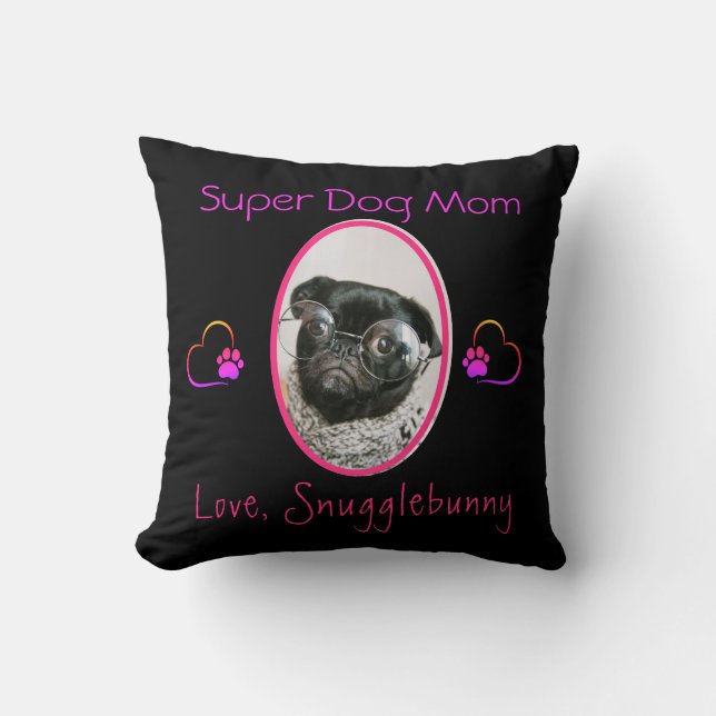 Dog Photo Best Dog Mum Ever Heart Paw Print   Cushion (Front)