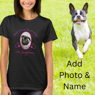 Dog Photo Best Dog Mum Ever Heart Paw Print  T-Shirt
