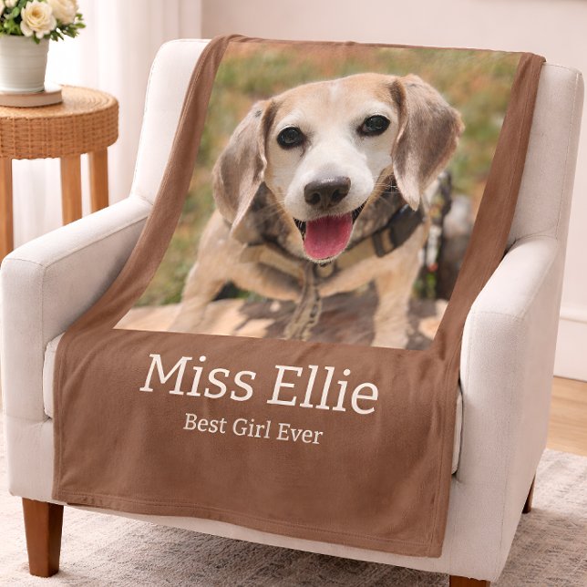 Dog Photo Blanket with Name (Creator Uploaded)
