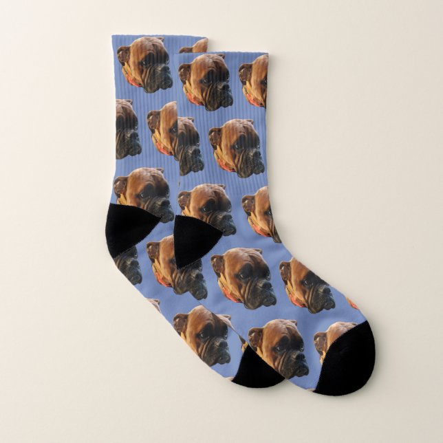 Dog Photo Boxer Puppy Socks (Pair)
