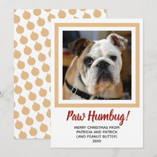 Dog Photo Christmas Bah Humbug Pale Gold Pet Holiday Card