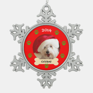 Dog Photo Christmas Ornament in Snowflake