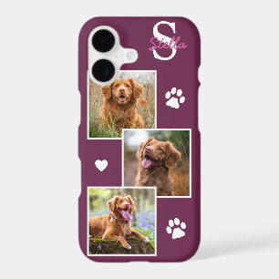 Dog Photo Collage Monogram Magenta Pet