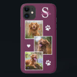 Dog Photo Collage Monogram Magenta Pet iPhone 11 Case<br><div class="desc">Now you can carry your best friend with you wherever you go with this custom dog pet photo iPhone case . This 2 photo collage with heart and paw print design is trendy, elegant, cool and cute. Customize with your favorite dog photo, cat photo, or any pet with paws !...</div>