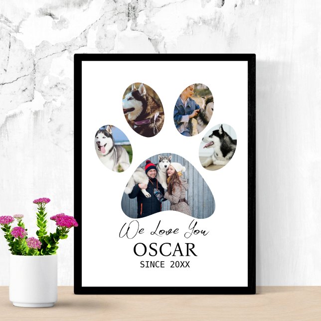 Dog Photo Collage Pet Memorial Personalised Paw Poster (Creator Uploaded)