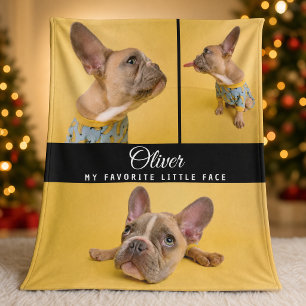Dog Photo Collage Script Name Cute Keepsake Fleece Blanket