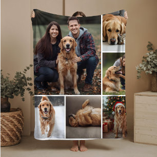 Dog Photo Collage Sherpa Blanket Pet Mom Gift Idea