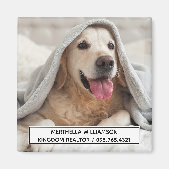 Dog Photo Custom Business Magnet (Front)