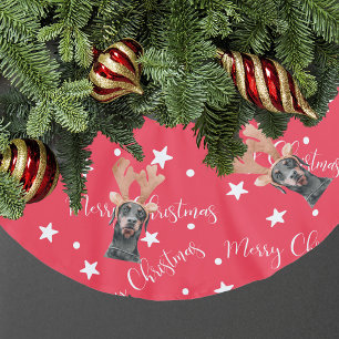 Dog Photo Cut Out Personalised Pet Red Christmas Brushed Polyester Tree Skirt