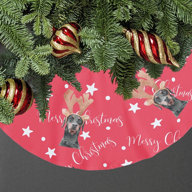 Dog Photo Cut Out Personalised Pet Red Christmas Brushed Polyester Tree Skirt (Dog Photo Cut Out Personalized Pet Red Christmas Brushed Polyester Tree Skirt
)