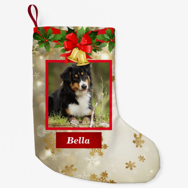 Dog Photo Cute Christmas Stocking Custom Name (Front)
