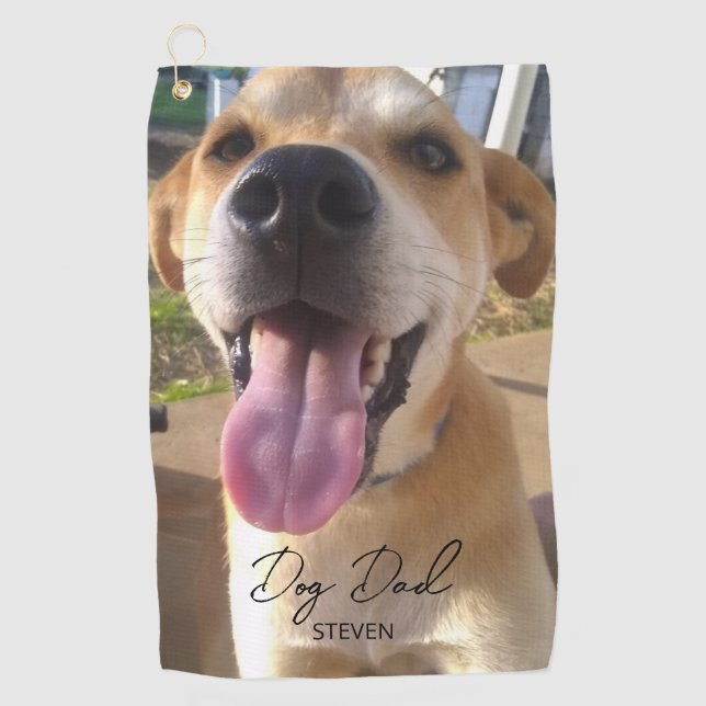 Dog Photo Dog Dad Personalised Golf Towel (Front)