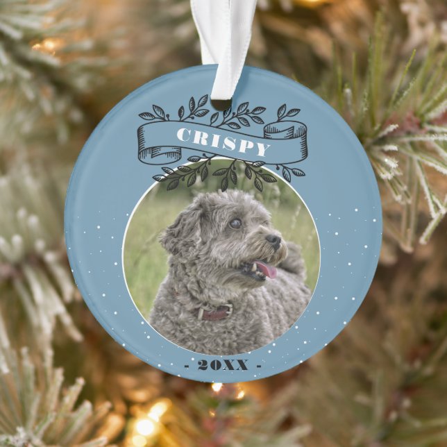 Dog Photo Elegant Ribbon Pet Personalised   Ornament (Tree)