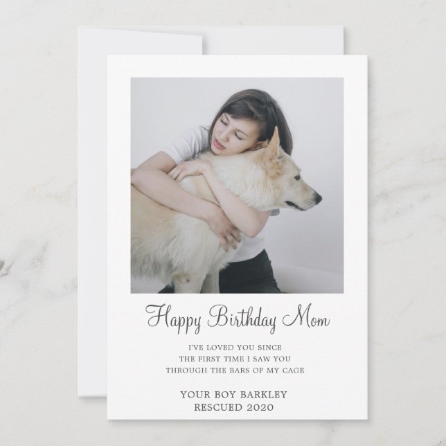 Dog Photo Happy Birthday Mum From Rescue Dog Holiday Card (Front)