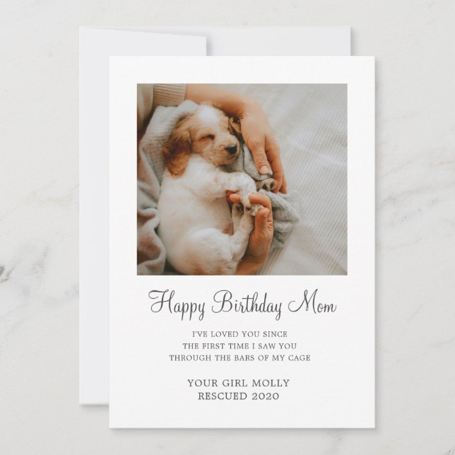 Dog Photo Happy Birthday Mum From Rescue Dog Holiday Card (Front)