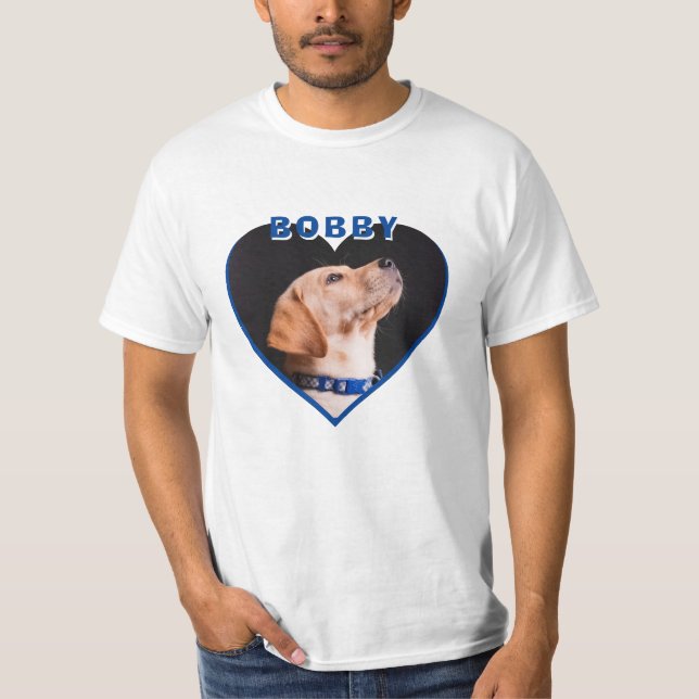 Dog Photo Heart Name Dog Pet Owner T-Shirt (Front)