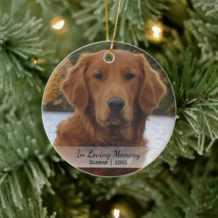 Dog Photo In Loving Memory Name Year Christmas Ceramic Tree Decoration