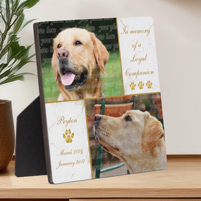Dog Photo Loyal Companion Pet Keepsake Memorial Plaque (Loyal Companion Dog Photo Pet Keepsake Plaque with photo templates and personalization features)