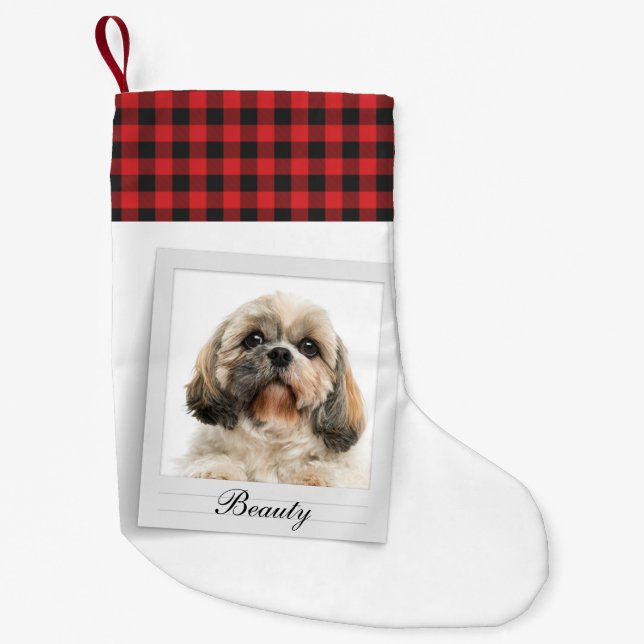 Dog Photo Monogram Pet Owner Personalised Small Christmas Stocking (Front)