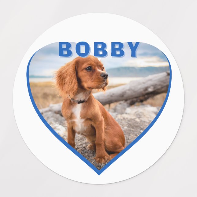 Dog Photo Name Blue Heart Dog (Design 1)