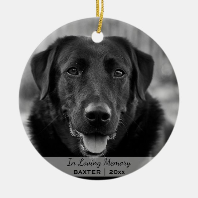 Dog Photo Name Christmas Pet Memorial Ceramic Tree Decoration (Front)