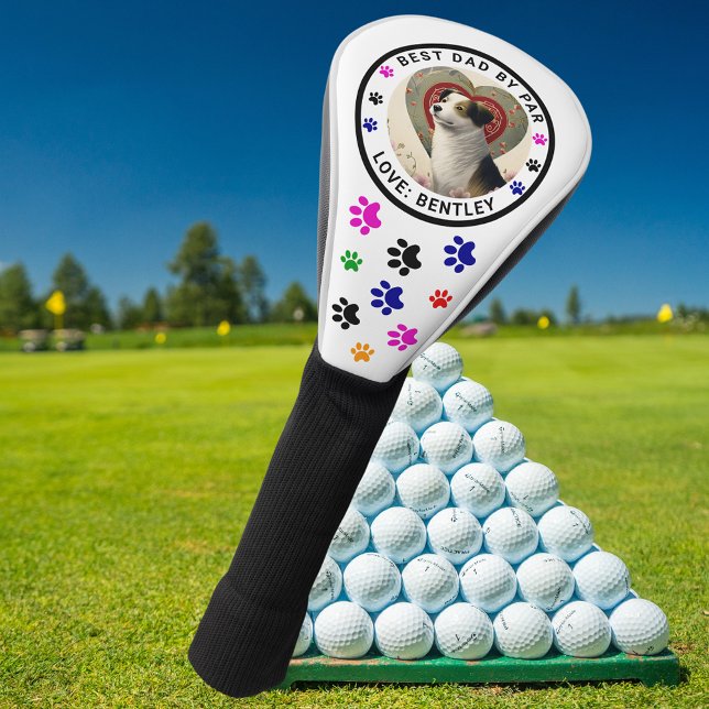 Dog Photo Paw Print Best Dad By Par Custom Golf Head Cover (Creator Uploaded)