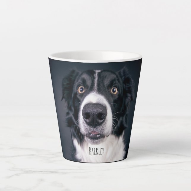 Dog Photo Personalised Name Latte Mug (Front)