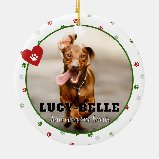 Dog Photo Pet Memorial Sympathy Gift Ornament (Back)