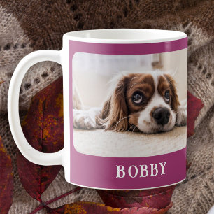 Dog Photo Pet Minimalist Purple Christmas  Coffee Mug
